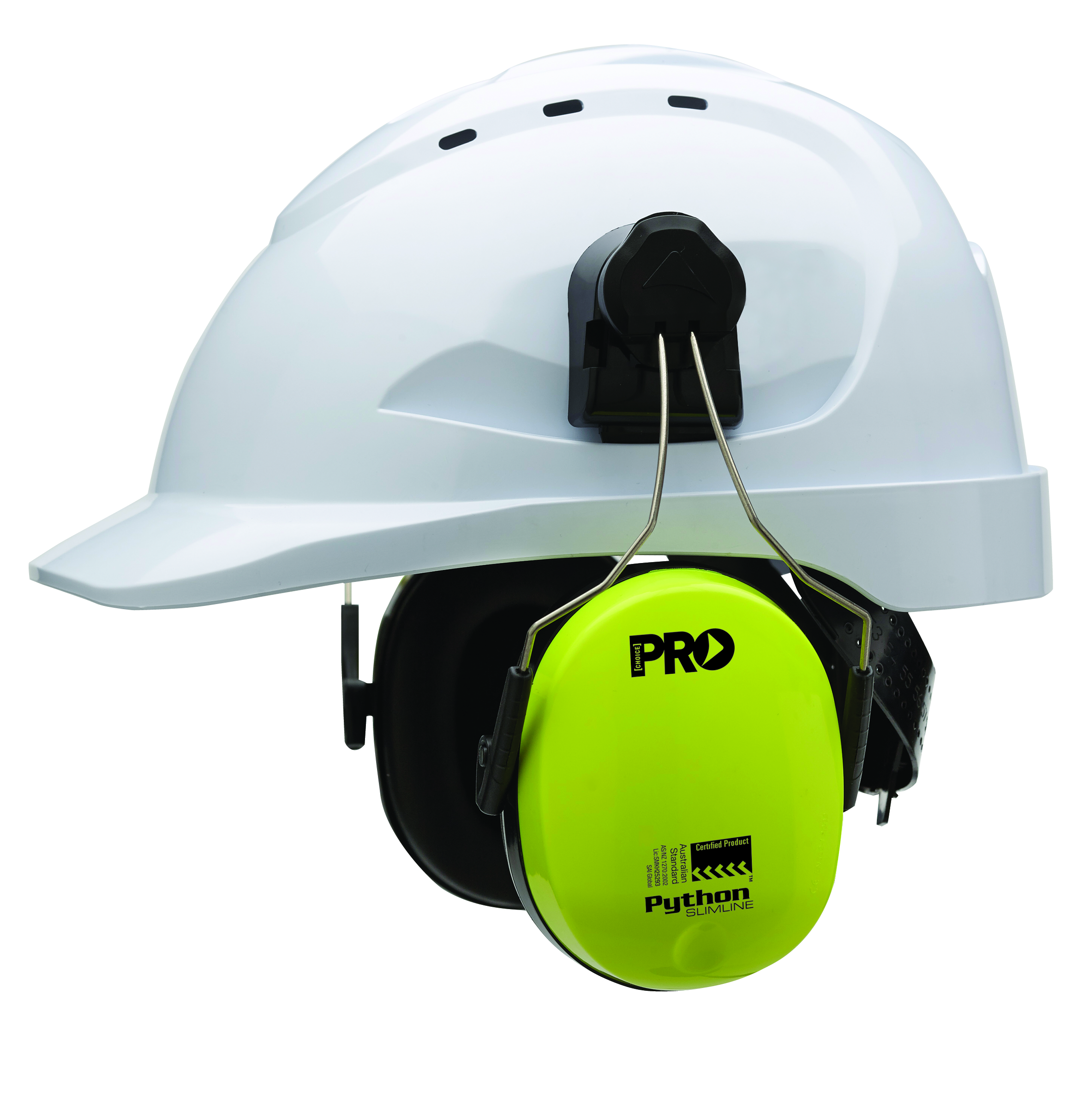 PRO SAFETY PYTHON HARD HAT EARMUFFS S/LINE HI VIS YELLOW CLASS 5 -31DB